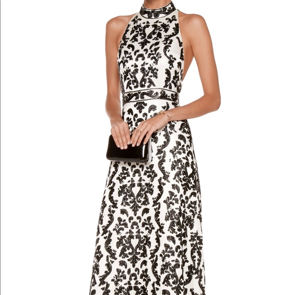Alice+Olivia Silk Beaded Holiday Gown (Sz 4)